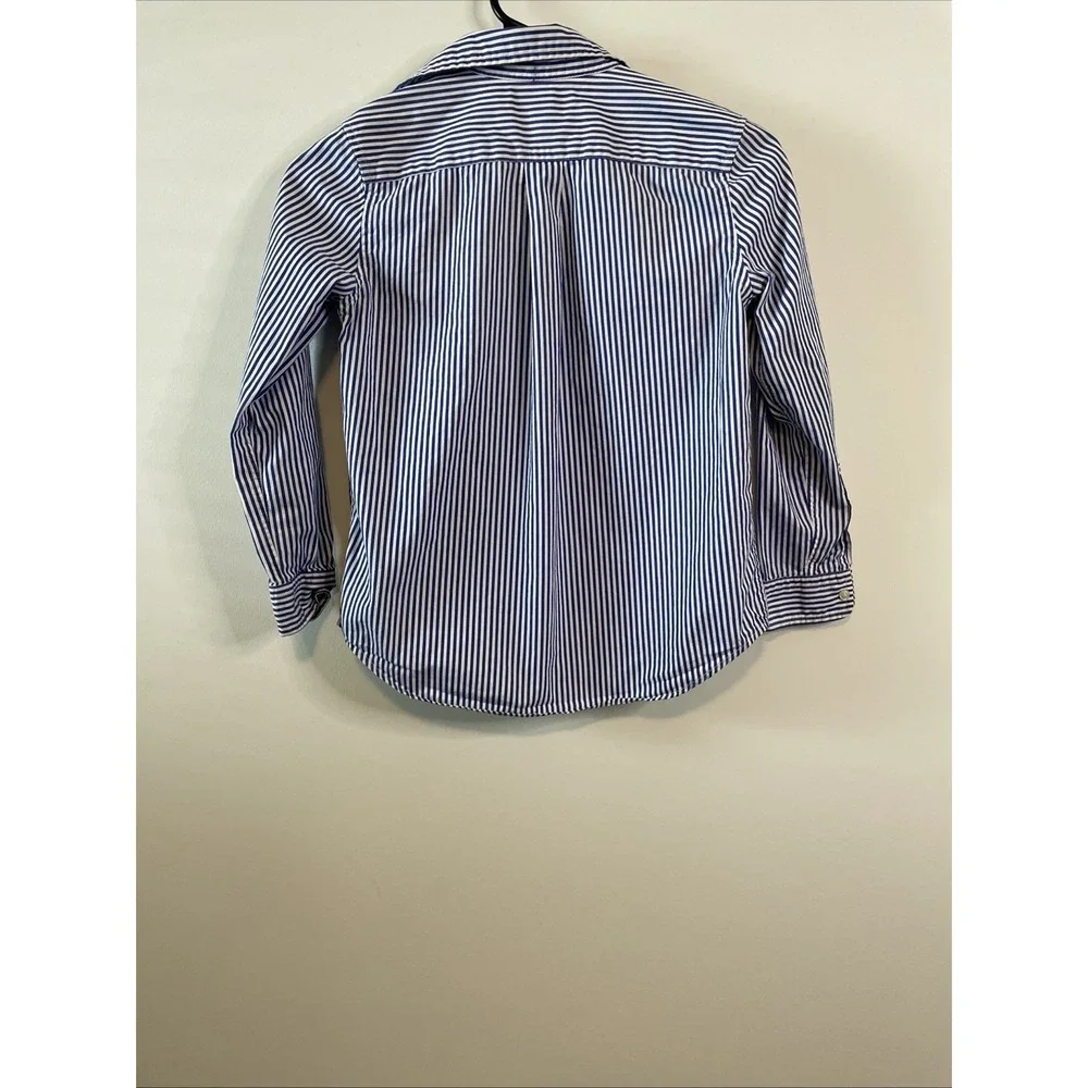 Ralph Lauren Polo Boys Size 7 Blue White Striped Button Down Shirt